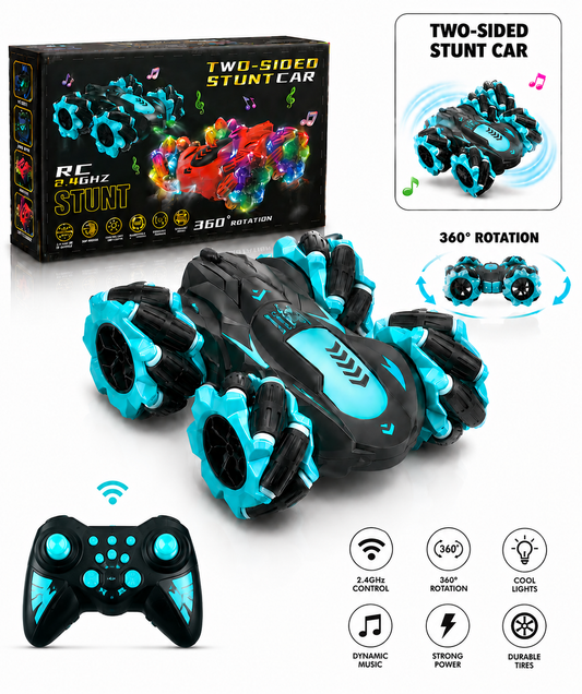 2.4GHz RC Double Sided Stunt Car with 360 Spin and LED Lights