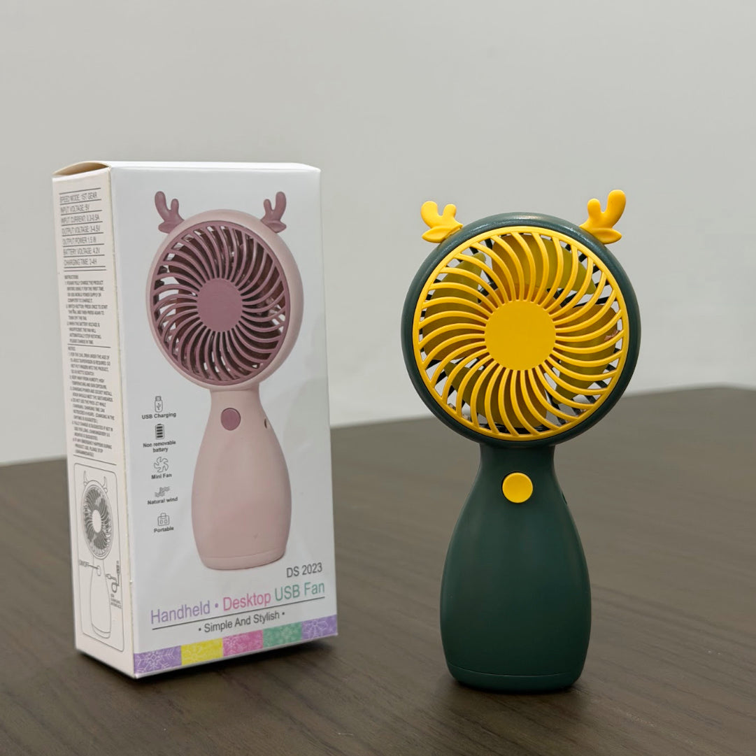 Cute Mini Handheld USB Fan, Rechargeable Desktop Fan for Kids