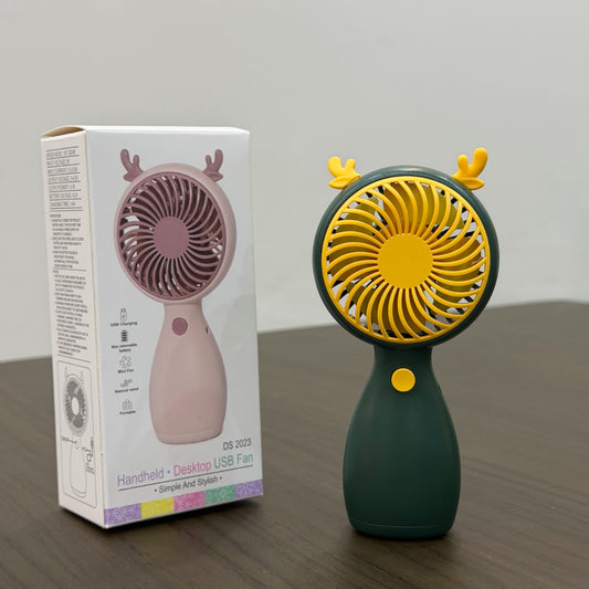 Cute Mini Handheld USB Fan, Rechargeable Desktop Fan for Kids