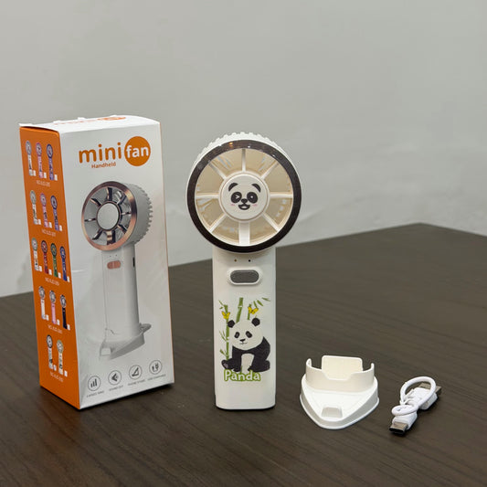 Cute Character Mini Fan with Mobile Stand, USB Rechargeable